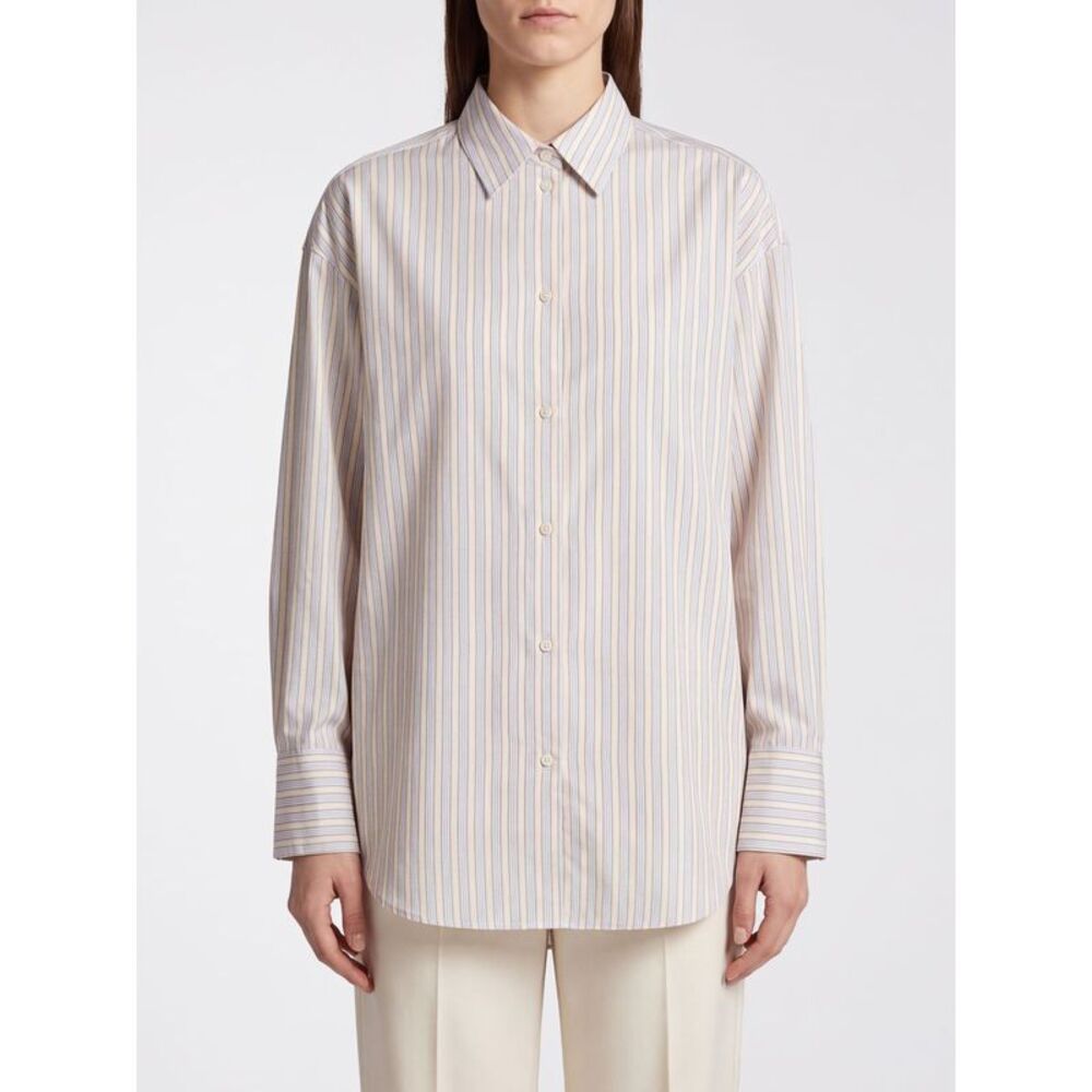 Toteme Women Toteme Striped Viscose And Silk Blend Shirt With Classic Collar